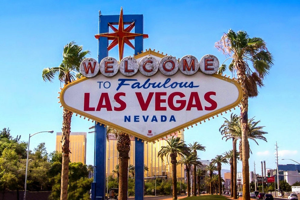 Cartel de bienvenida a Las Vegas, Nevada.