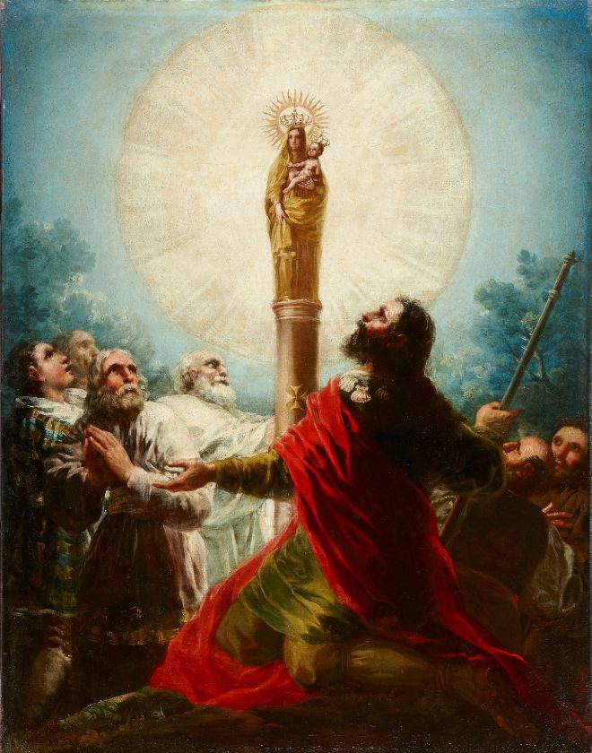"Aparición de la Virgen del Pilar al apóstol Santiago y sus discípulos" de Goya.