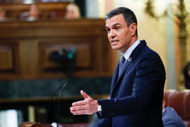 El presidente del Gobierno, Pedro Sánchez, durante el debate sobre el estado de la nación  en el Congreso de los Diputados.