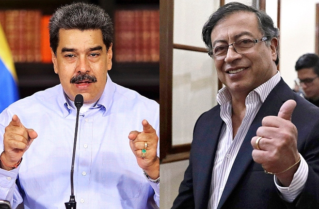 Nicolás Maduro, presidente de Venezuela, y Gustavo Petro, presidente electo de Colombia.