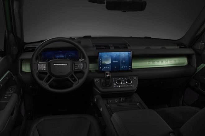 Vista interior del modelo Land Rover Defender 75th Limited Edition.