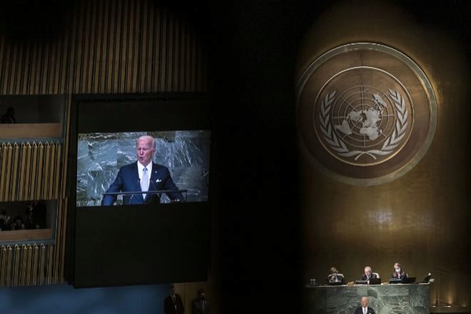 El presidente de Estados Unidos, Joe Biden, durante su discurso en la Asamblea Anual de la ONU.