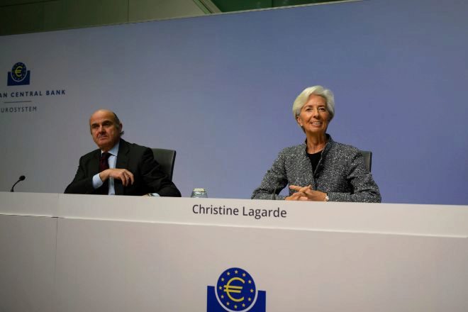 Christine Lagarde, presidenta del Banco Central Europeo, y Luis de Guindos, vicepresidente.