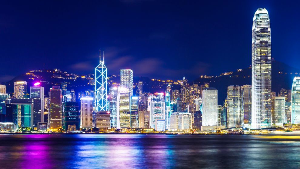 Skyline de Hong Kong de noche