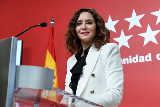 La presidenta de la comunidad de Madrid, Isabel Díaz Ayuso, en la rueda de prensa posterior al Consejo de Gobierno autonómico.