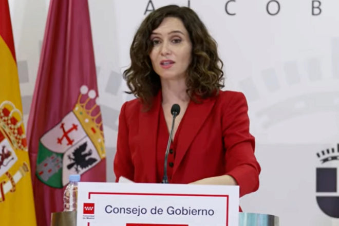 La presidenta de la Comunidad de Madrid, Isabel Díaz Ayuso, este miércoles en el Ayuntamiento de Alcobendas.