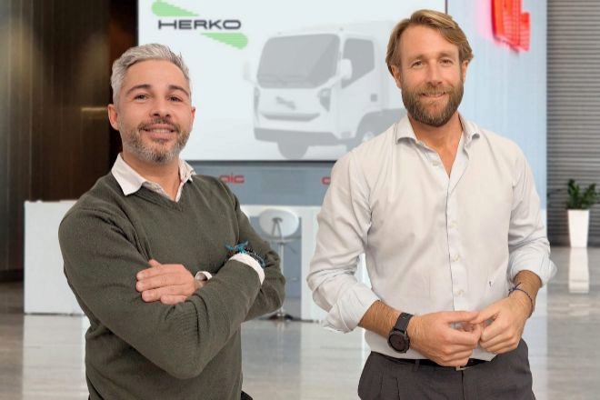 Pedro Silva (Begas), a la izquierda; y Juan Melgarejo (Leciñena) son los fundadores de Herko.