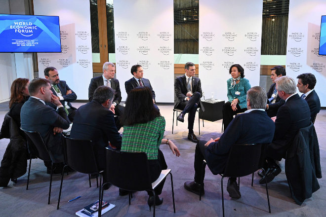 Qué directivos se han visto con Pedro Sánchez en Davos
