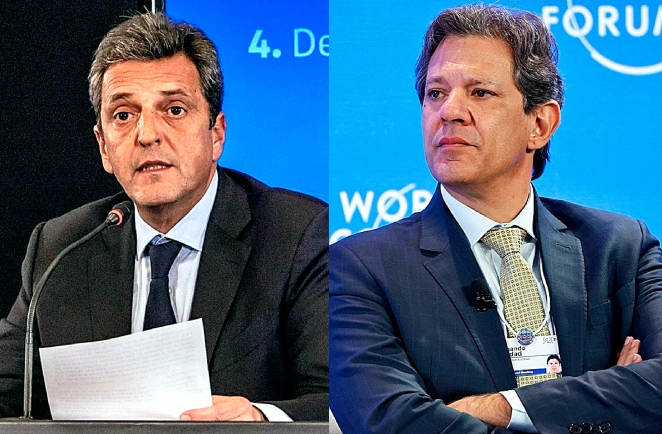 Sergio Massa, ministro de Economía de Argentina, y Fernando Haddad, ministro de Hacienda de Brasil.