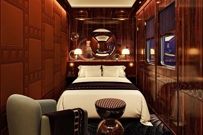 Suite del tren Orient Express de noche