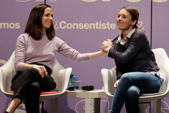 Las ministras Ione Belarra e Irene Montero, en un acto de Podemos el pasado fin de semana.