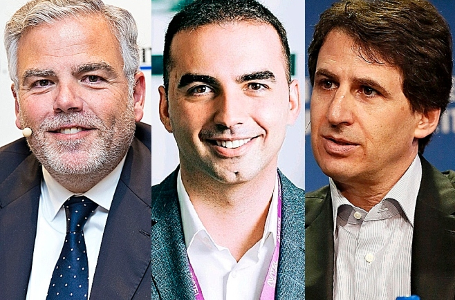 Eduardo Taulet, presidente de Lyntia Access; Víctor Rodríguez, presidente de Avatel, y Marc Rowan, CEO de Apollo Global Management.