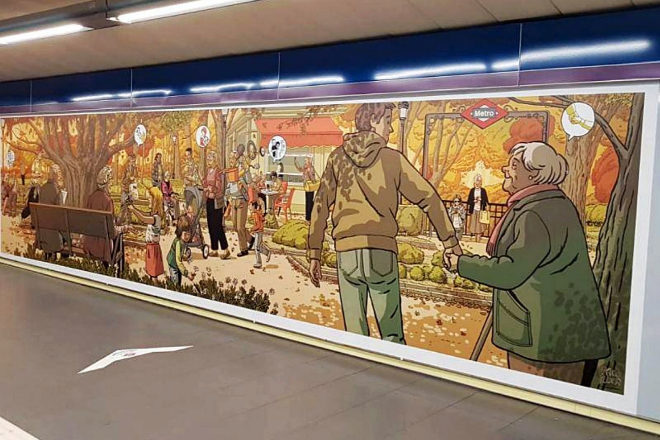 Mural en el metro como homenaje al conocimiento, esfuerzo y cario