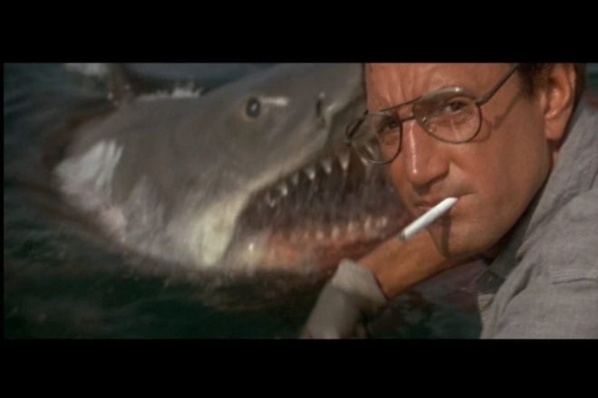 Fotograma de la mítica película Tiburón (Jaws) de Steven Spielberg.