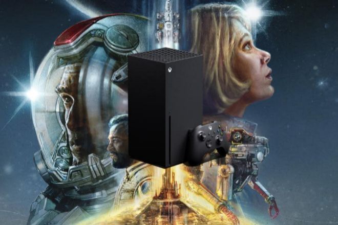 El poster de presentación del juego Starfield para Xbox Serie X.