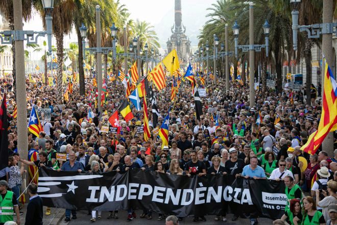 Manifestación de la Diada en el centro de Barcelona del año pasado, que estuvo marcada por el plantón de ERC a la ANC.