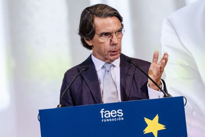 José María Aznar, durante la inauguración en Madrid de un campus de la Fundación FAES que preside.
