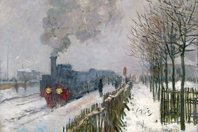 <em>El tren en la nieve</em> (1875) por Claude Monet.