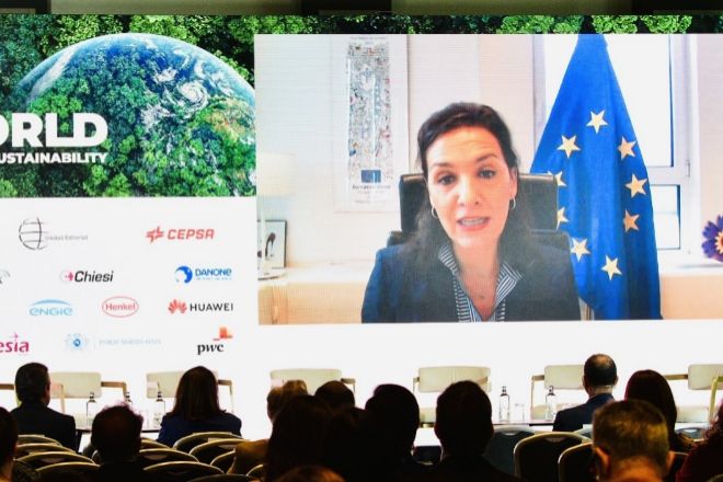 Cristina Lobillo, directora de política energética de la Comisión Europea, durante su intervención en el foro Green World & Sustainability organizado por EXPANSIÓN.
