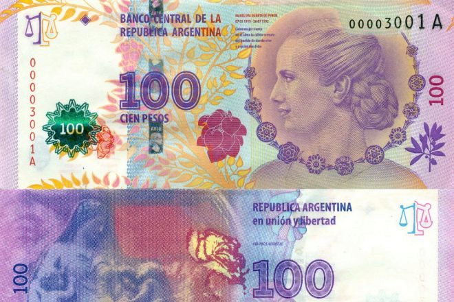 Billetes de 100 pesos argentinos