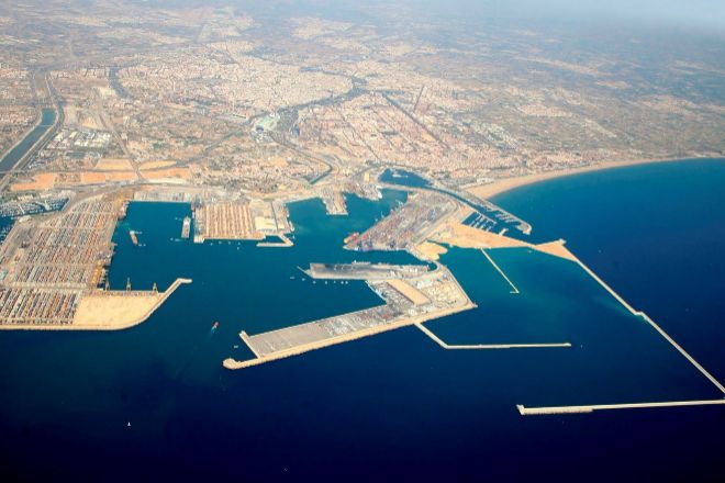 Imagen aérea de la ampliación norte del Puerto de Valencia.