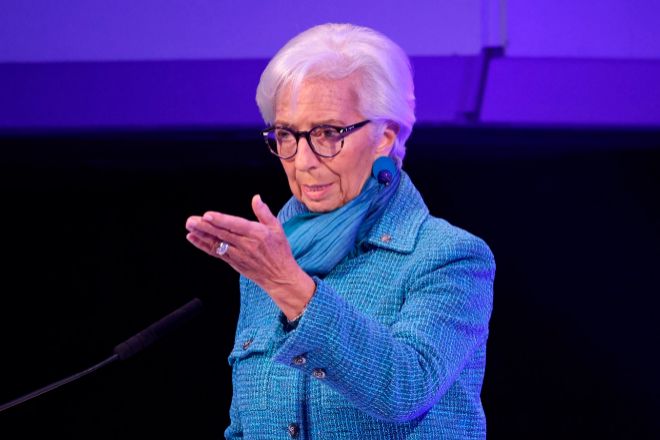 lt;HIT gt;Christine lt;/HIT gt; lt;HIT gt;Lagarde lt;/HIT gt;, president of the European Central Bank (ECB), at the Frankfurt European Banking Congress (FEBC) in Frankfurt, Germany, on Friday, Nov. 17, 2023. "A capital markets union is an indispensable project," lt;HIT gt;Lagarde lt;/HIT gt; said. Photographer: Alex Kraus/Bloomberg