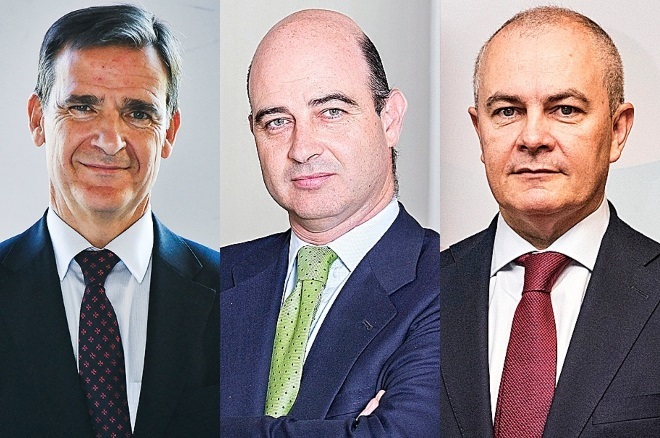 Jesús Sánchez-Quiñones,  director general de Renta 4; Marcos Ojeda, director general en España de Creand WM, y Juan Luis García Alejo, CEO de Andbank Wealth Management.