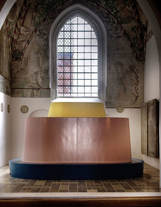 La lápida se encuentra en la Catedral de Roskilde, en el interior de la cripta de la Capilla de Santa Brígida