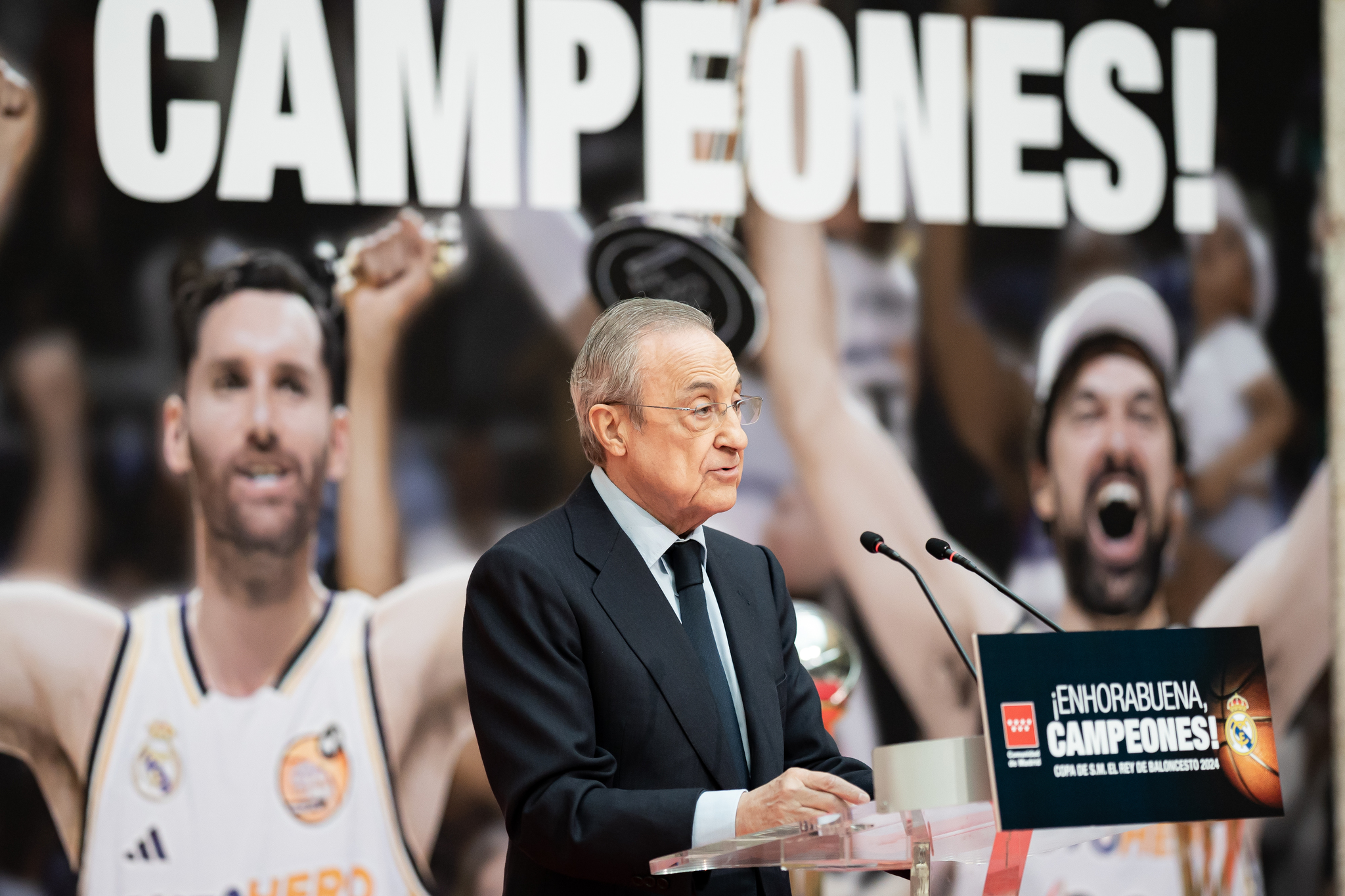 Florentino Pérez interviene tras ser recibido por la presidenta de la Comunidad de Madrid.