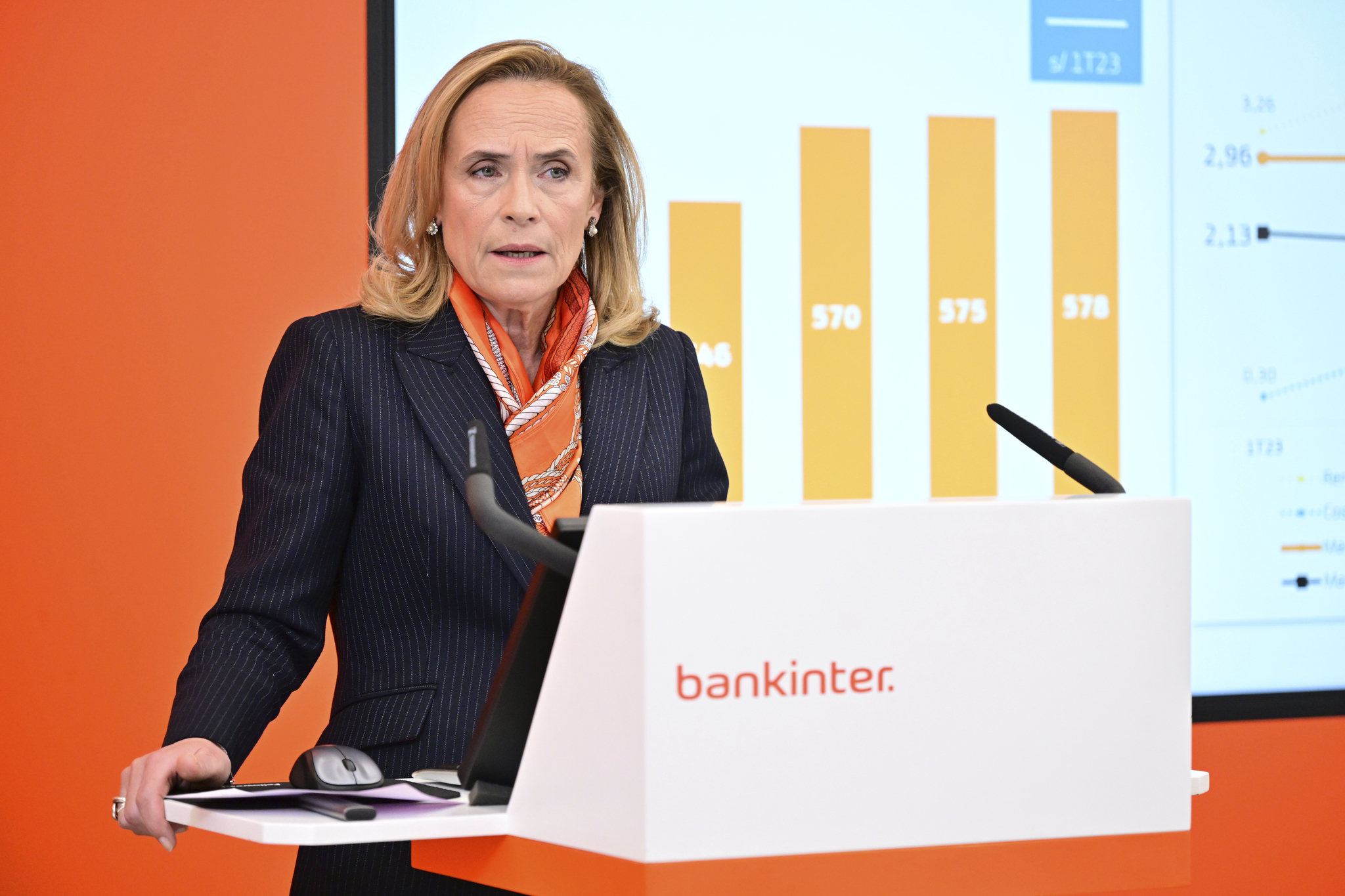 La consejera delegada de Bankinter, Gloria Ortiz, en la presentacin de resultados este jueves.