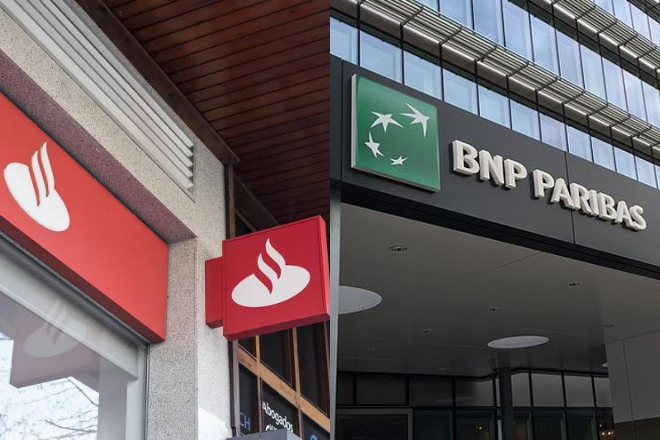 Oficinas de Santander y BNP Paribas.