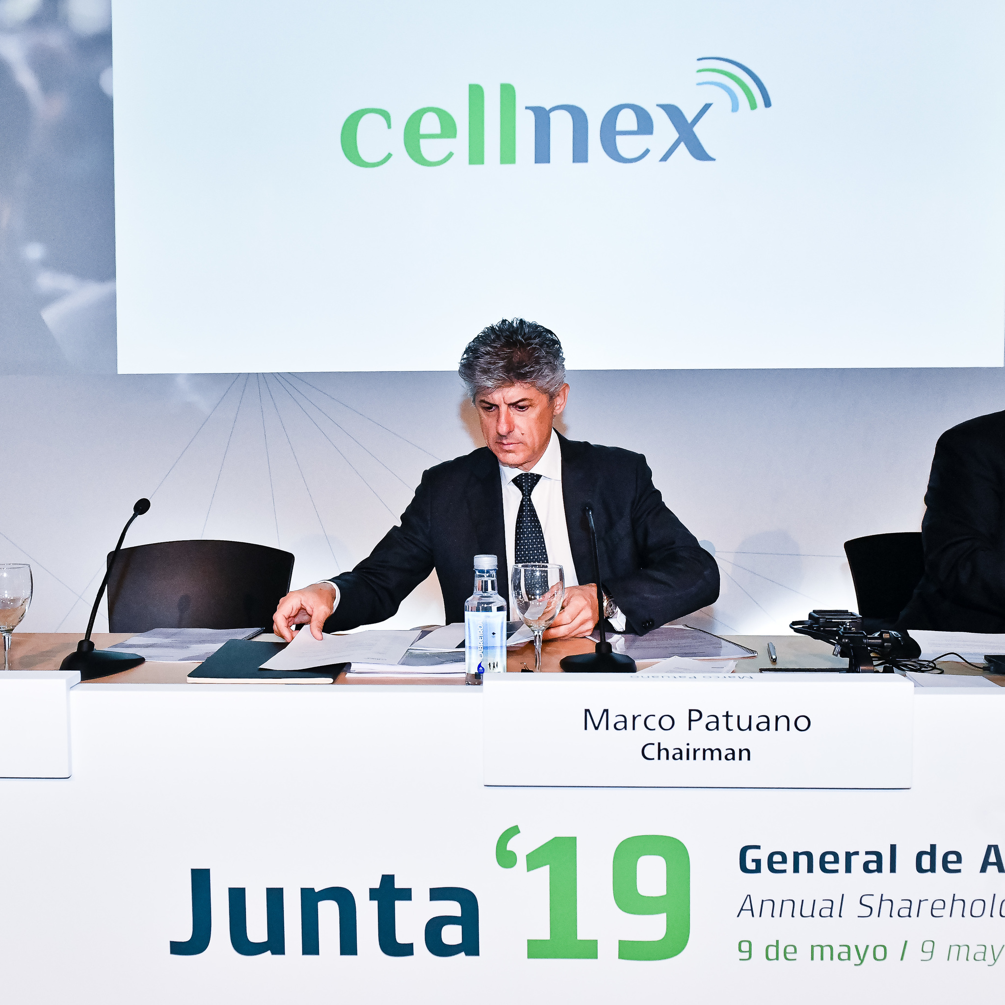 Marco Patuano, CEO de Cellnex, en la junta de accionistas.