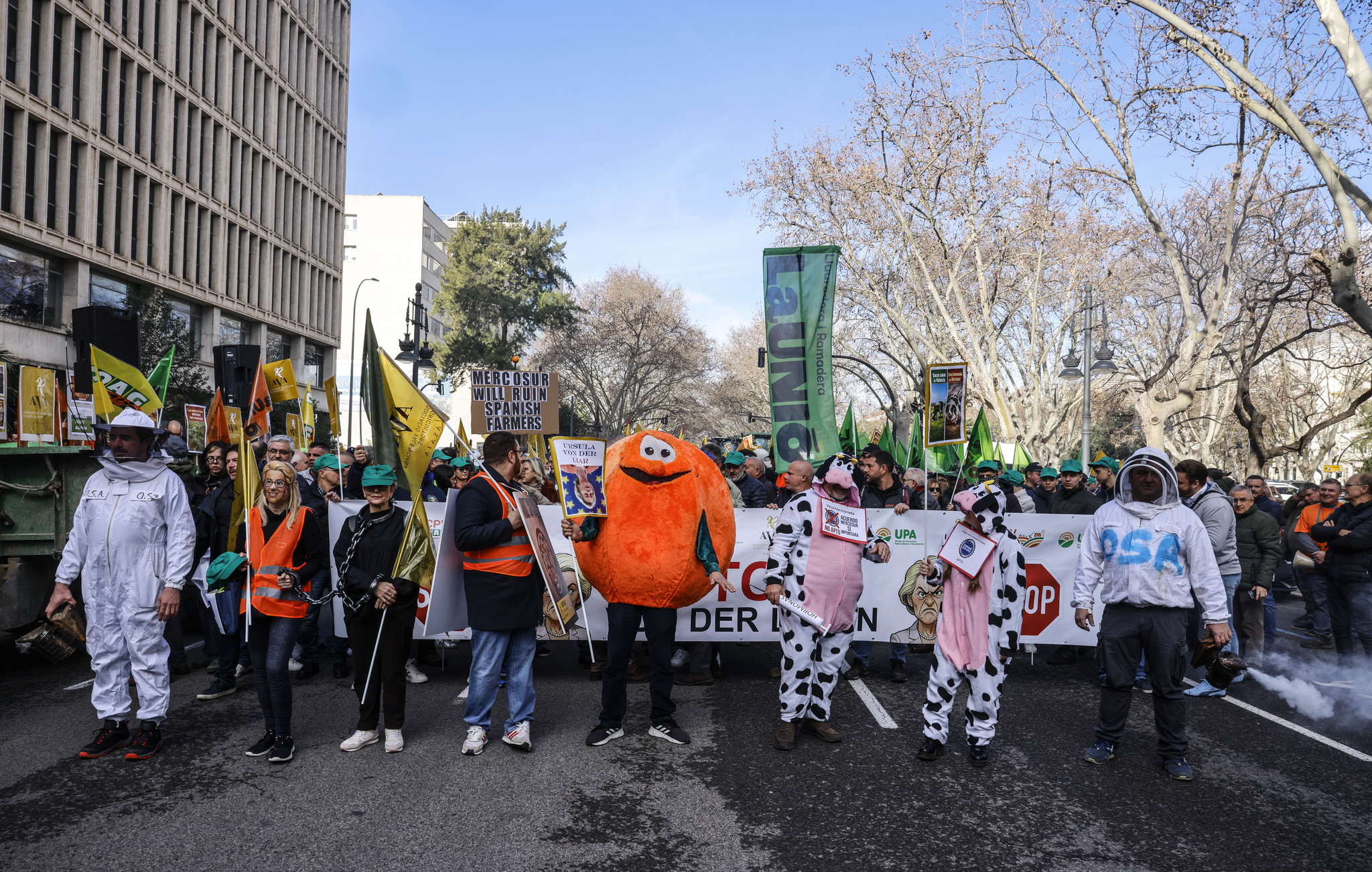 Más de 2.000 agricultores y 200 tractores salen a la calle en Valencia contra el acuerdo UE-Mercosur