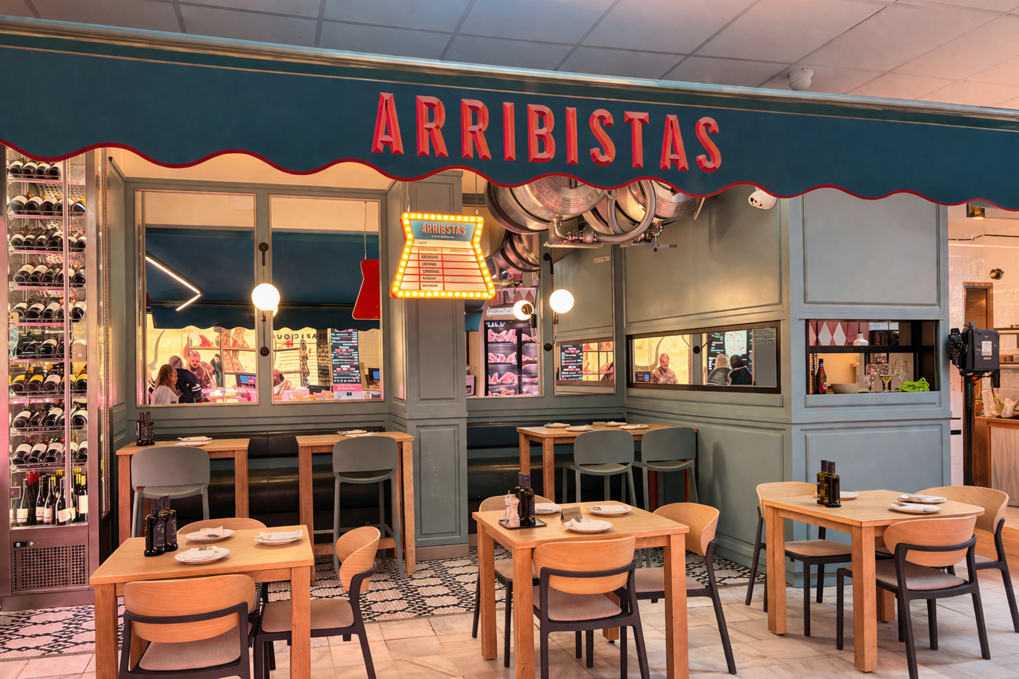 Cocina en directo dentro de un mercado