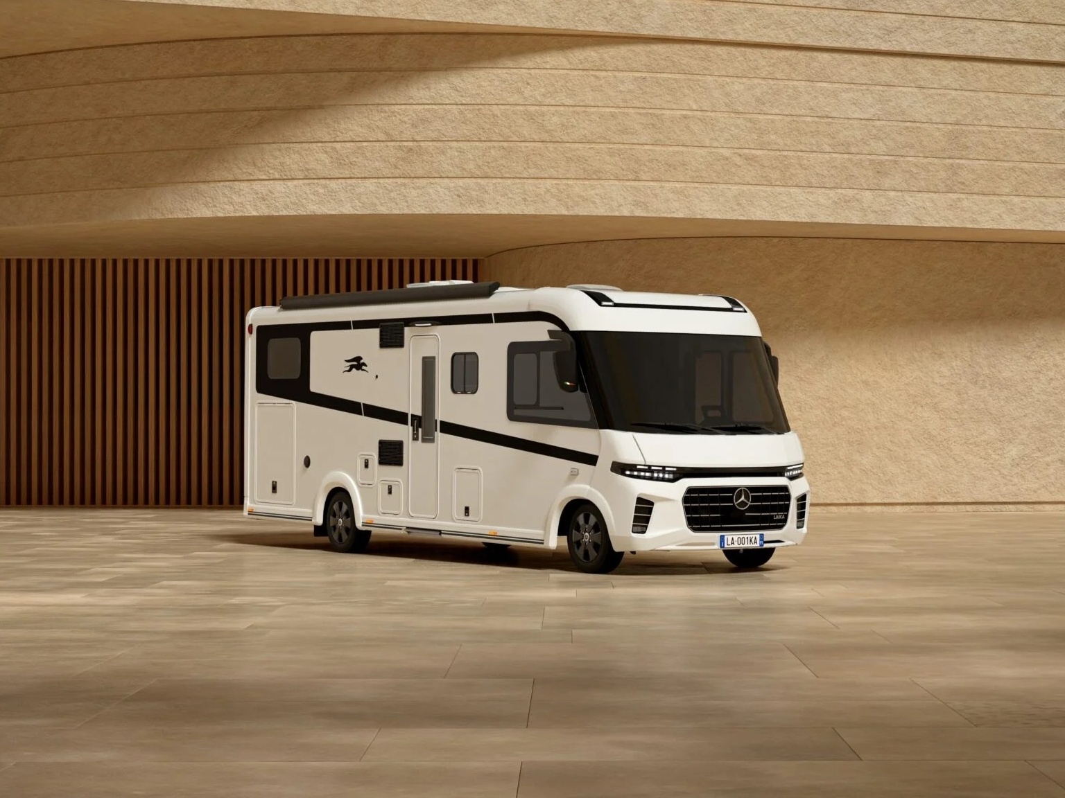 Autocaravana personalizada Mercedes-Benz Sprinter con interiores en madera de nogal