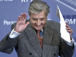 El presidente del Banco Central Europeo, Jean Claude Trichet , durante su intervencin en el almuerzo-coloquio, organizado por KPMG y Europa Press, titulado "Desafos para la Eurozona"