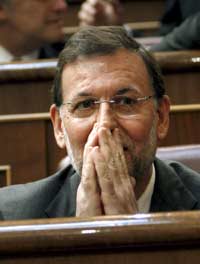 El lder del PP, Mariano Rajoy, antes del comienzo del primer debate sobre el estado de la nacin de la legislatura