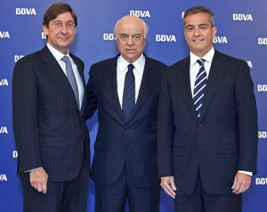 De izquierda a derecha. Jos Ignacio Goirigolzarri, Francisco Gonzlez y ngel Cano