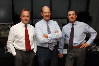 De izquierda a dcha, Carlos Carb, consejero delegado, Miguel Canalejo, presidente, y lvaro Maritegui, consejero delegado de Nazca Capital. 