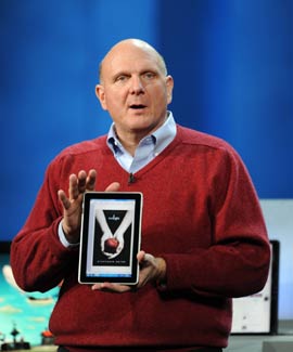 Steve Ballmer, consejero delegado de Microsoft, presenta el HP Slate en la ltima edicin del CES en Las Vegas