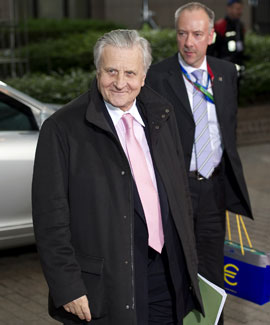 El presidente del BCE, Jean Claude Trichet, llega a la reunin del eurogrupo celebrada el pasado viernes | Foto: Bloomberg