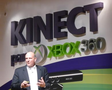 Steve Ballmer, durante la presentacin de Kinect en Gamefest | D.B.