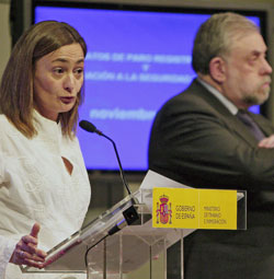 La secretaria de Estado de Empleo, M Luz Rodrguez, y su homlogo de Seguridad Social, Granado