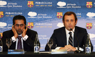 Sandro Rosell, presidente del FC Barcelona, presenta su acuerdo de patrocinio con la Qatar Foundation. E.Ramn