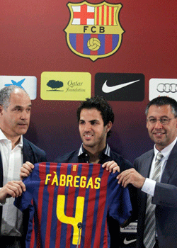 Cesc Fbregas en el da de su presentacin como nuevo jugador del F.C.Barcelona.