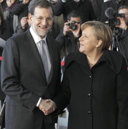 Mariano Rajoy y Angela Merkel, hoy en Berln | Foto Juanjo Martn