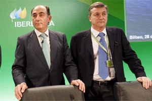 El presidente de Iberdrola, Ignacio Snchez-Galn,, y el nuevo consejero-director general, Jos Luis San Pedro..