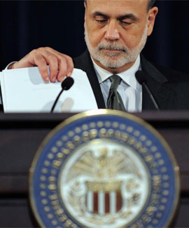 El presidente de la Fed, Ben Bernanke, en un momento de la comparecencia de hoy para explicar el nuevo plan de estmulo del banco central | Foto: AFP