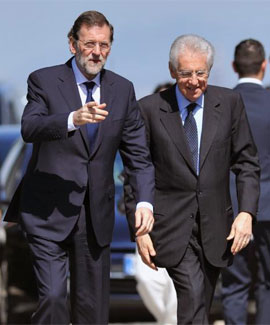 Rajoy y Monti en La Moncloa durante la visita que el presidente italiano realiz a Espaa en agosto | DIEGO CRESPO/MONCLOA PRESIDENCIA DEL GOBIERNO