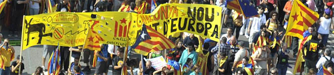 Manifestacion independentista de la Diada Nacional de Catalunya, convocada bajo el lema de "Catalunya, nou estat dEuropa" (Catalunya, nuevo estado de Europa), el pasado 11 de septiembre.